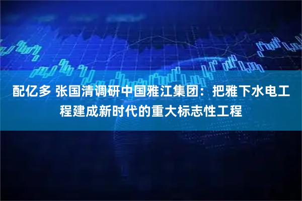 配亿多 张国清调研中国雅江集团：把雅下水电工程建成新时代的重大标志性工程